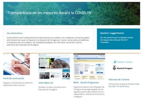 El portal de transparència de la Diputació de Tarragona incorpora una secció amb totes les mesures que ha pres la institució per fer front a la Covid-19