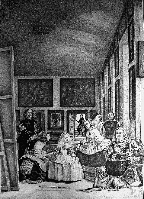 'Les Menines', reproduïda en bolígraf